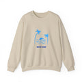 Crewneck Sweatshirt — Blue Tropical 'Wave Ridin'' Palm Tree Design