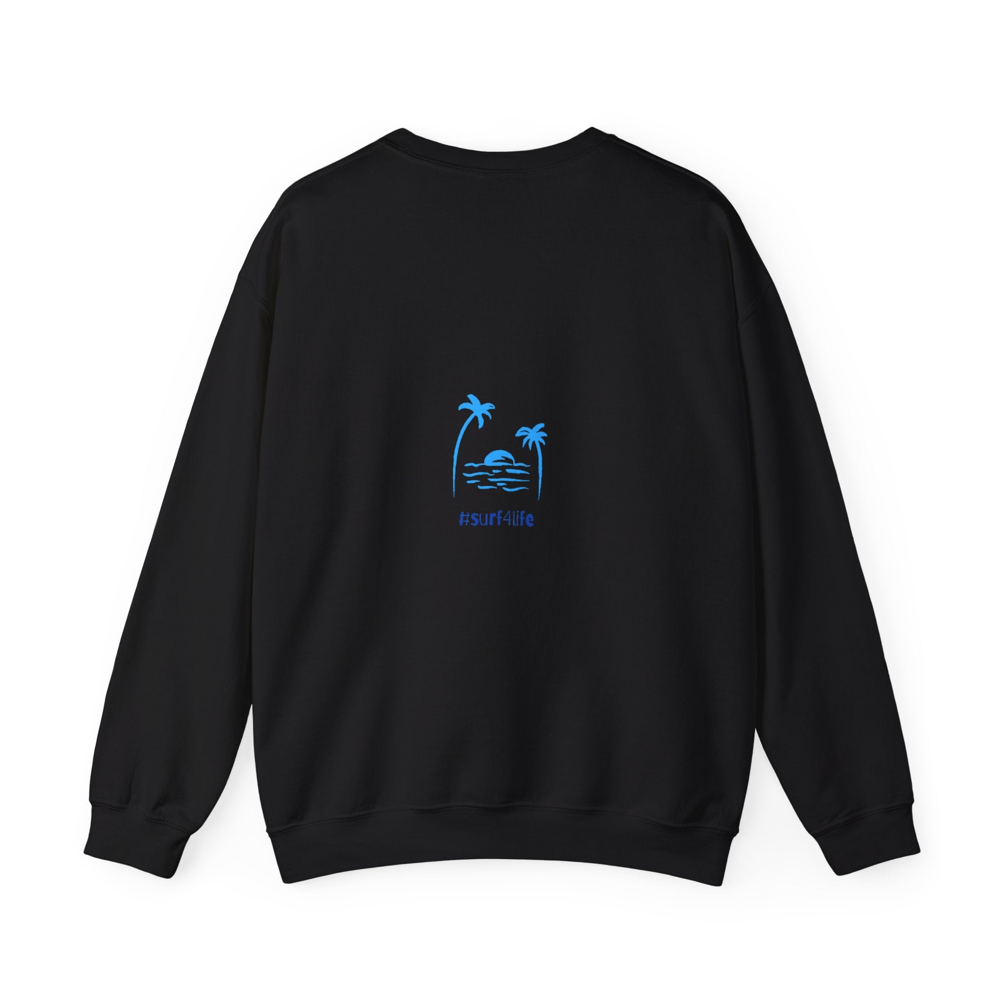 Crewneck Sweatshirt — Blue Tropical 'Wave Ridin'' Palm Tree Design