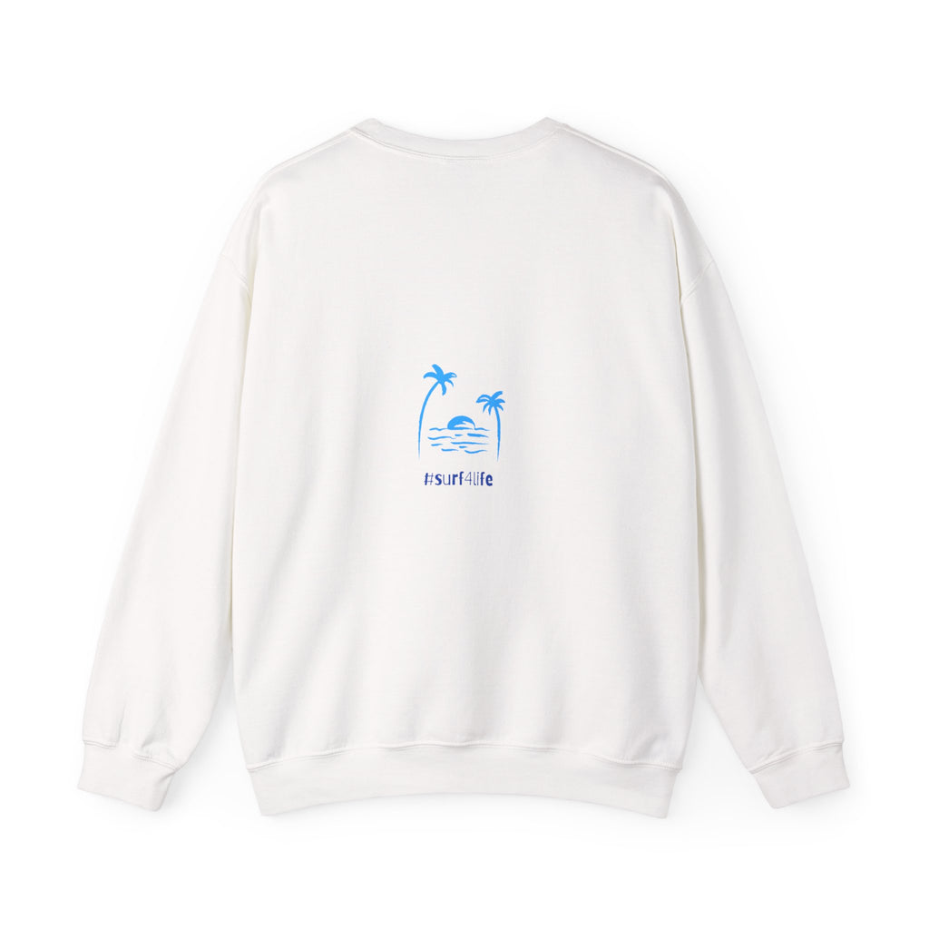 Crewneck Sweatshirt — Blue Tropical 'Wave Ridin'' Palm Tree Design